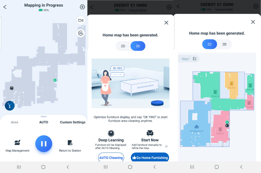Schnell-Kartierungsmodus wird in der Ecovacs Home App durchgeführt